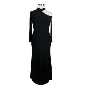 XSCAPE Cut Out Long Sleeve Halter Neck Sheath Evening Gown Black Size 16P Dress